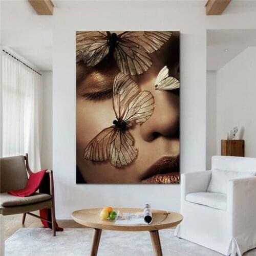 Butterfly&Girl Modern Art Posters And Prints Dropshipping Canvas Art Wall Paintings Cuadros Pictures Art For Living Room Decor
