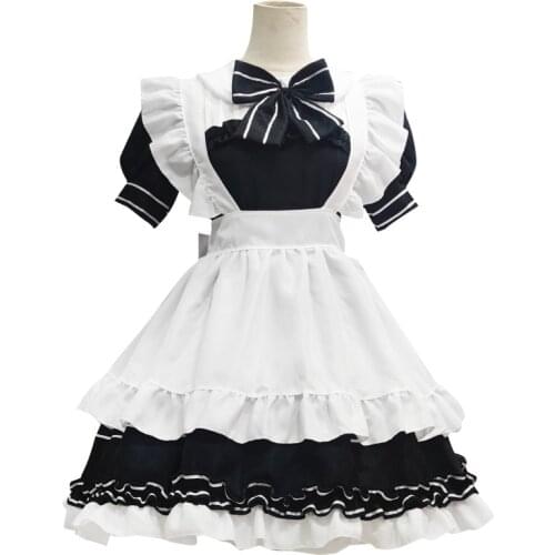Black Little Devil Lolita Maid Dress Costume Cosplay Cute Suit for Girls Woman Waitress Maid Party Stage Daily Chef Costumes