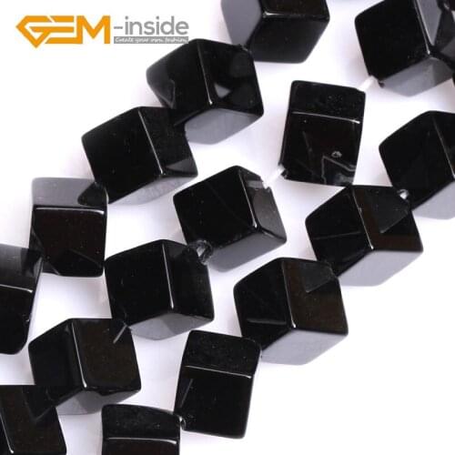 Square Cube Black Agates Gem Stone Beads For Jewelry Making Beads DIY Loose Beads Top Quality Strand 15"Wholesale Free Shopping