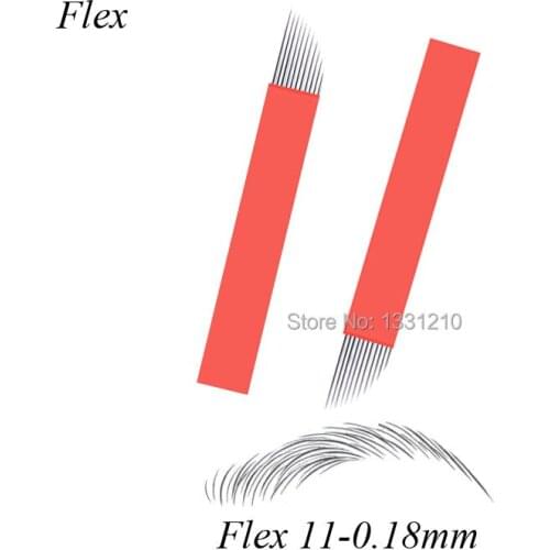 Laminas Aguhas Microblading Bevel Manual Blade Red 11 Pins Nano 0.18mm Needle Permanent Makeup Accessories
