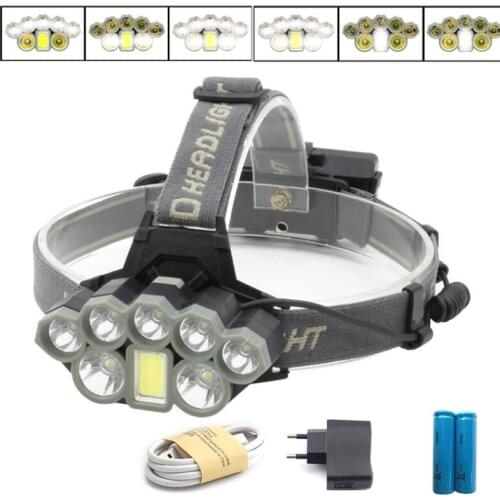 Powerful 8 LED Headlamp Fishing Lamp Lights Super Waterproof Head Torches light T6 LED USB Flashlight Camping Frontal For