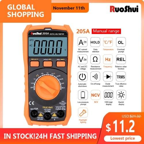 Newest Multimeter NCV 6000 Count True RMS ℃/F Auto Range Tester AC/DC Voltage Meter Flash Back Light Large LCD Screen Multimetro