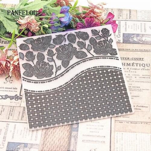 NEW EasterRose grid background Embossing folders Plastic For Scrapbooking DIY Template Fondant Cake Photo Album Card Making