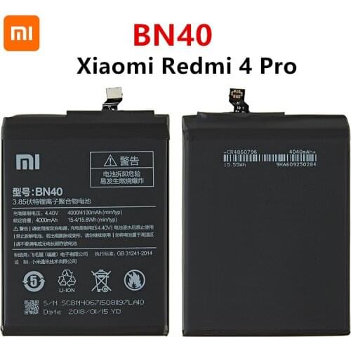 Xiao mi 100% Orginal BN40 4100mAh Battery For Xiaomi Redmi 4 Pro Prime 3G RAM 32G ROM Edition Redrice 4 BN40 Batteries