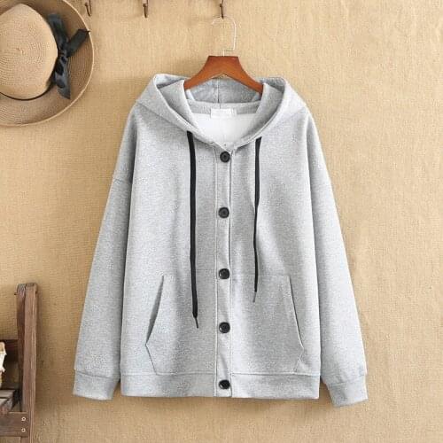 Plus Size Women‘s Casual Coat Spring And Autumn Wear Hooded Long Sleeve Button Version Extra Large Loose Large Size Jacket Coat