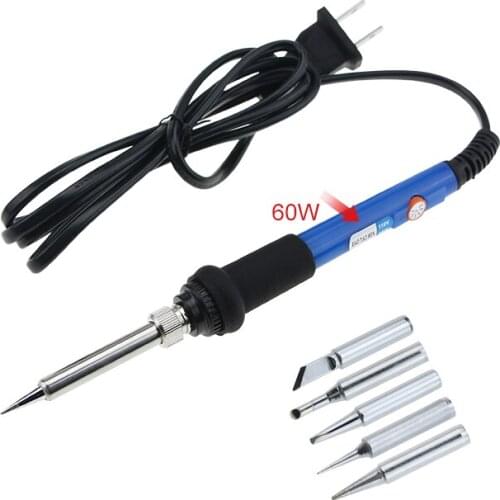 Temperature Adjustable Soldering Iron 60W Electric Welding Solder iron station 220/100V +5pcs soldering iron tips+holder