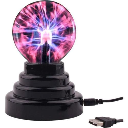 Plasma Ball - 3 Inch Thunder Lightning, Touch Sensitive Plasma Lamp Light USB & Battery Powered for Parties, Decoration, Kids