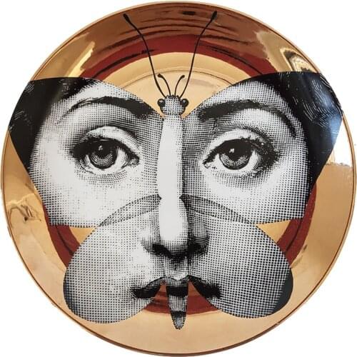 Retro Gold Plates Italian Goddess Facial Wall Decorative Dish Variety Portrait Theme Wall Plates Flora Lady Ceramic Craft