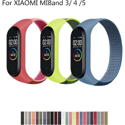Sport Nylon Loop Band Strap Wrist for XIAOMI MIBand 3 4 5 6 MIBand 4 Bracelet Replacement for mi band 5 4 3 Watchband loop