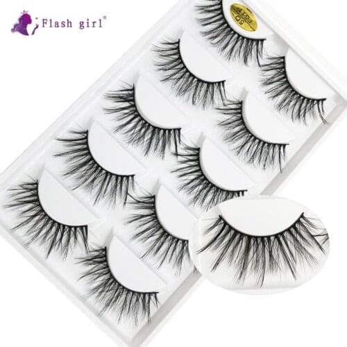 Flash Girl Wholesale 5D FG11 5pais 5D Mink Eye Lashes Handmade Natural False Eyelashes for Makeup