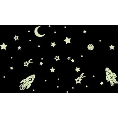 Spacecraft Fluorescence Noctilucent DIY Removable Wall Stickers Night Glow in Dark Luminous Kids Room Home Decor Mural Decal