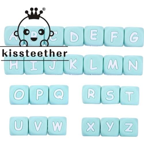 Kissteether 20pcs 12mm Food Grade Silicone Letter Beads Silicone Chewing Beads Necklace Teething Baby Toys Beading DIY Baby