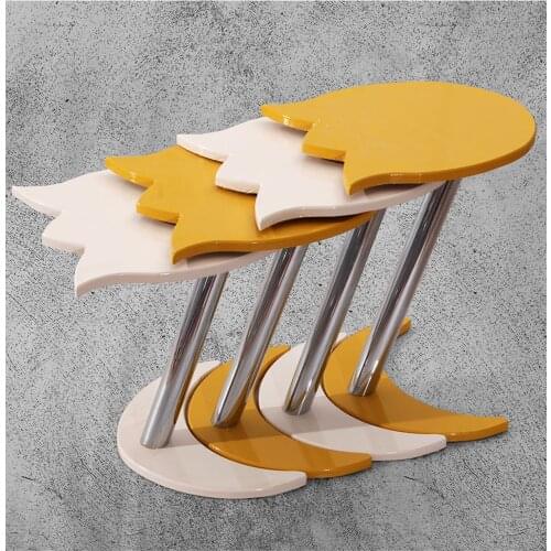 Modern 4 Pcs Lalezar Zigon coffee table-Yellow-White coffee tables table basse furniture living room table