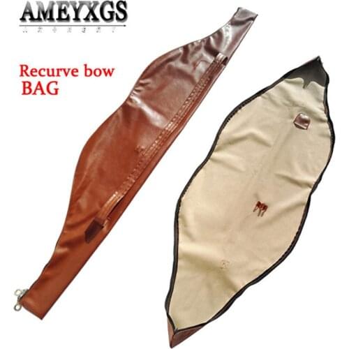 153x27cm Archery Traditional Recurve Bow Bag PU Leather Traditional Bow Carry Case Holder Arrow Bow Accessories