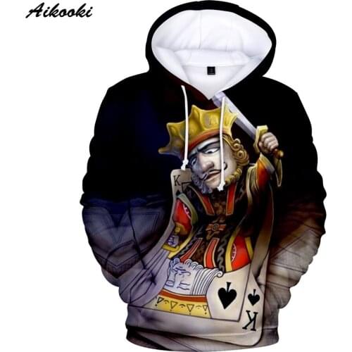 New Creative KING QUEEN 3D Hoodies Men Women Autumn Winter Fashion Sweatshirts Harajuku Playing Cards Poker