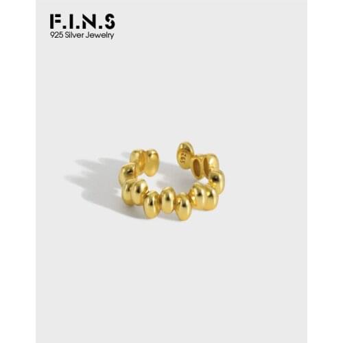 F.I.N.S Korean Style S925 Sterling Silver Ear Clip without Piercing Minimalist Beads Smooth Stackable Ear Cuff Fine Jewelry