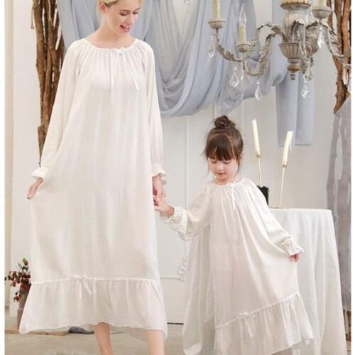 Family Clothing Mom Daughter Loose Nightgown XL Cartoon Long Sleeve Night gown Girl Matching Outfits