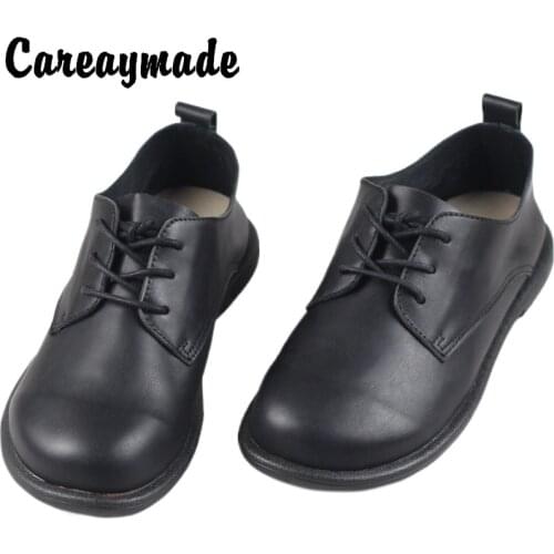 Careaymade-First layer cow leather retro single shoes womens flats comfortable lace up leisure leather shoes womens shoes