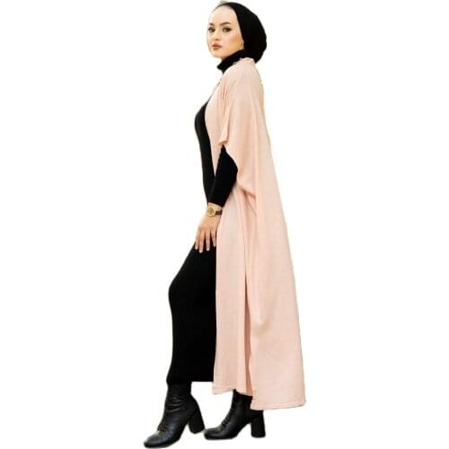 2 Pieces Turtleneck Knitted Muslim Set Maxi Dress and Cardigan Abaya Hijab Dress Muslim Dress Woman Turkey Dubai Aid Moubarek