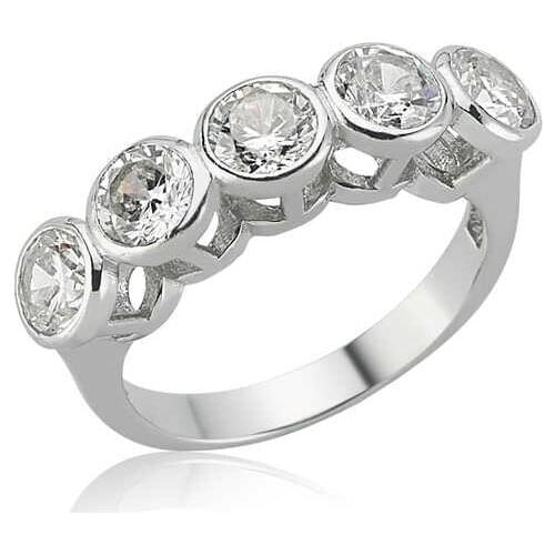 Silver 5 Stone Lady 'S Ring