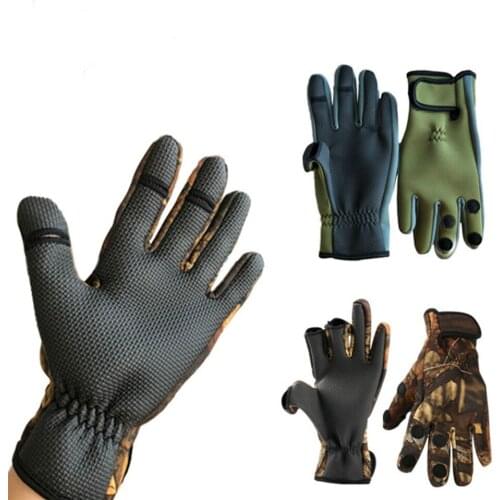 Outdoor Winter Fishing Gloves Waterproof Mitten Anti-slip Hiking Cut Climbing Gloves Three Glove Camping Riding Fingers