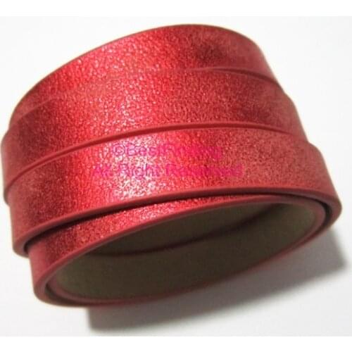 10mm Metallic red leather cord 10x2mm Flat leather cord S1049