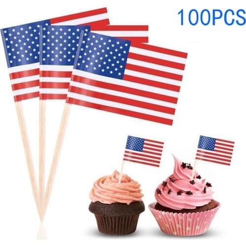 100pcs/pack Mini Food Paper Picks Dinner Cake Toothpicks Cake Decoration Tools Fruit Cocktail Fruit Supplies Decorative Flag
