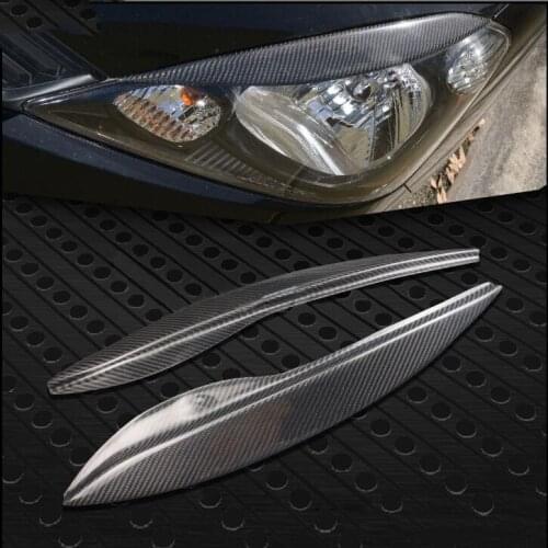FUWAYDA 2pcs High Quality Real Carbon Fiber decoration Headlights Eyebrows Eyelids cover for Honda Fit 2009-2012