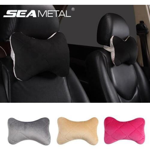 2pcs Universal Car Neck Pillows Silk Cotton Auto Car Neck Rest Headrest Cushion Breathable Fiber Pillow Car Interior Accessories