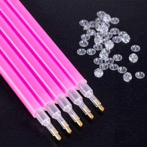 5 Pcs Nail Art Tools Nail Rhinestone Gem Picker Pink Crystal Dotting Pen Pretty Manicure Professional Ongles Materiel Professio