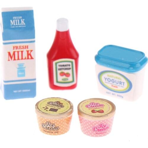 5Pcs/Set Tomato Sauce Iced Yogurt 1:12 Dollhouse Miniature Food Mini Chocolate Sauce Ketchup Jam Dolls Kitchen Toy