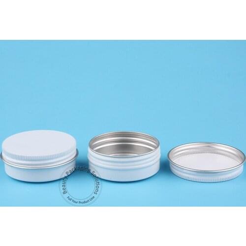 50pcs/Lot Wholesale 30g Empty Aluminum Jar Small Women Cosmetic Container White Vial 1OZ Bottle Refillable 30ml Packaging