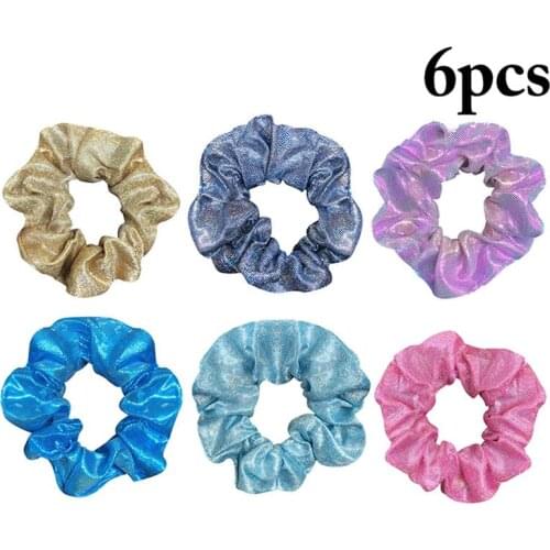 6Pcs/Set Fashion Glitter Hair Ropes Hair Scrunchie Bling Scrunchie Ponytail Holder For Women Girls Hair Accessories