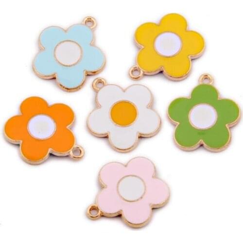 6pcs/lot Mixed Alloy Flower Enamel Christmas Charms Necklace Pendant Jewelry Bracelet Beads Pendants Charms DIY Jewelry Findings