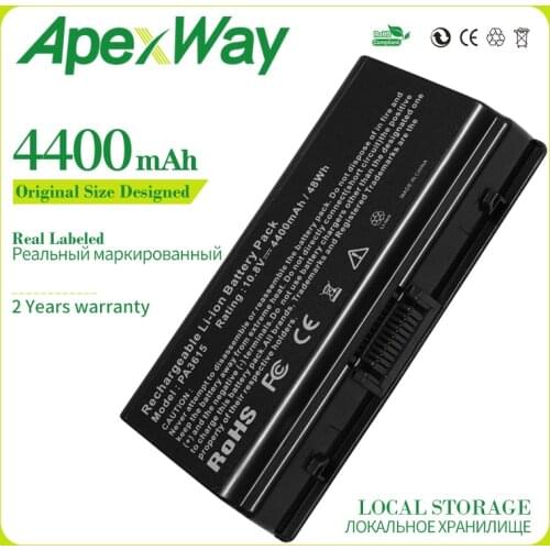 Apexway 4400mAh Laptop Battery for Toshiba PA3615U PA3615U-1BRM PA3615U-1BRS PABAS115 for Equium Satellite Pro L40 L45 L45-S7xxx