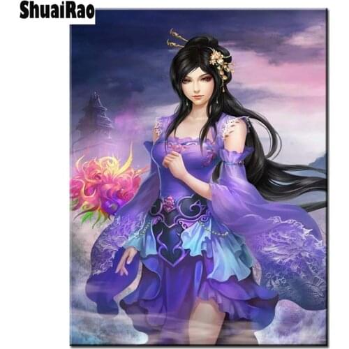 Diamond painting game beauty full square round cross stitch diamond mosaic diy Modern anime girl embroidery diamond,wall decor