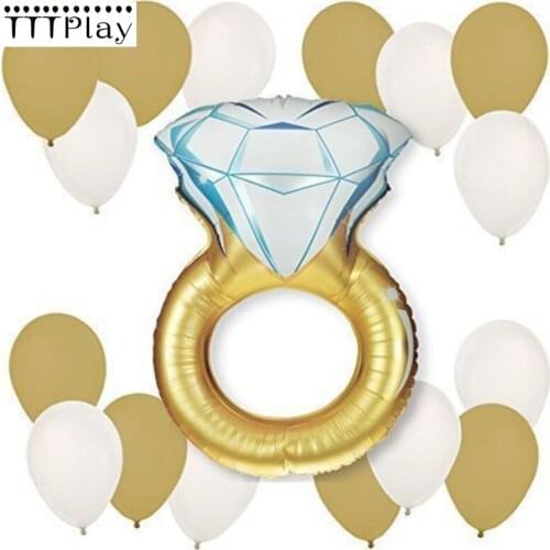 17pcs/lot Bridal Shower Foil Diamond Ring 2.8g Latex Balloons Bride To Be Wedding Anniversary Celebration Party Decor Helium Toy