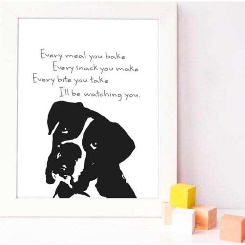 Boxer Dog Gifts Art Print Funny Quote Every Breath You Take Pet Room Wall Art Decor Black and White Canvas Painting Poster