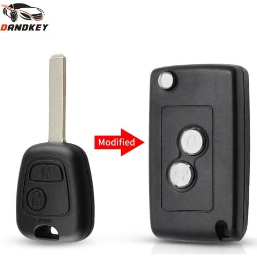Dandkey 10pcs Modified 2 Buttons Remote Car Key Case Shell For Citroen C1 C2 C3 Pluriel C4 C5 C8 Xsara Picasso For Peugeot Cover