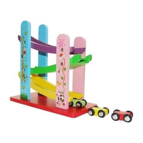 Call Toy Wooden Mini Car Slide Rampası Speeding Car 3 Layer Educational Colorful 3 Layer Slide Car