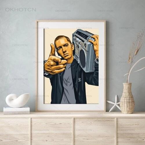 Home Decor Canvas Print Eminem Poster Pop Music Star Decorative Paintings Modern Wall Art Pictures for Living Room No Frame