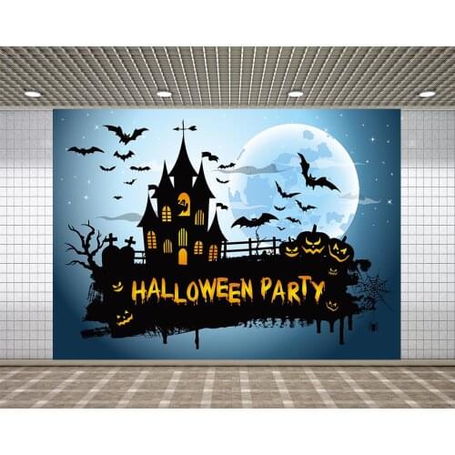 Lyavshi Halloween background evil pumpkin face bat black horror Halloween party photography studio photography background