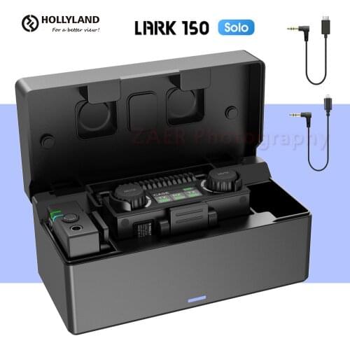 Hollyland LARK 150 SOLO Microphone Kit LARK150 Solo 2.4Ghz Wireless Lavalier Mic with Charging Box For iPhone Android Smartphone