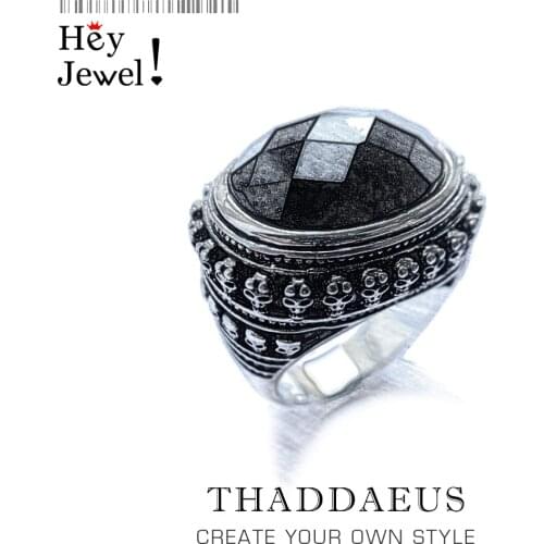 Cocktail Ring Black Oval CZ Skull Skeleton,Europe Style Fashion,Jewelry For Men & Women,2019 Gift In 925 Silver to Lover