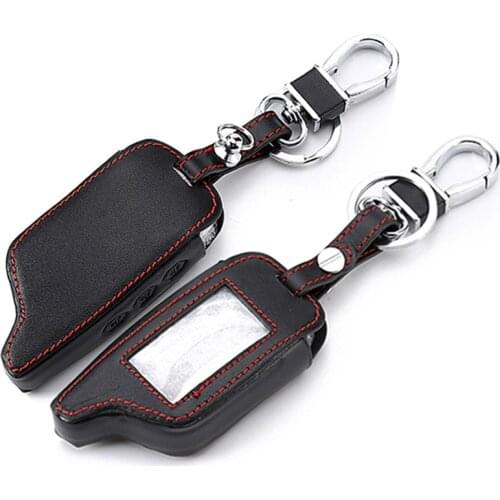Leather Key Case Keychain Protect Shell For Original Starline B9/B91/B6/B61/A91/A61/V7 C9 Lcd Way Car Remote 2 Way Alarm