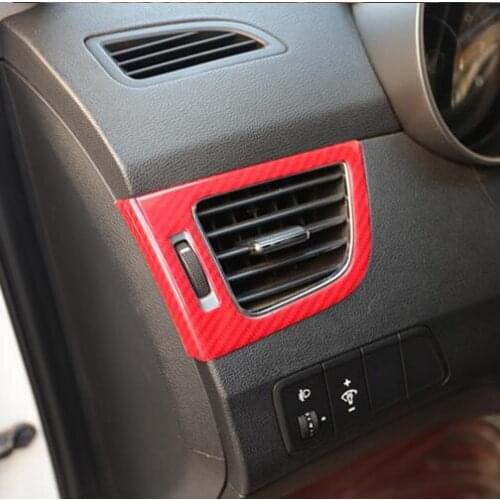 Red Carbon Fibre Steering Wheel Air Outlet Window Decorated Frame For Hyundai Elantra 2012 13 14 15 16 17 CAA386A