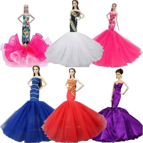 Princess Mermaid Vestidoes Clothes for Barbie Accessories Off-Shoulder Fashion Fishtail Wedding Dresses Party Gown 1/6 BJD Toys