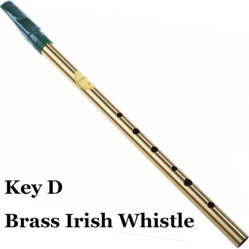 Brass Irish Whistle D key Ireland Flute Feadog Tin whistle Metal Pocket Feadan 6Hole Musical Instrument Traditional Flauta
