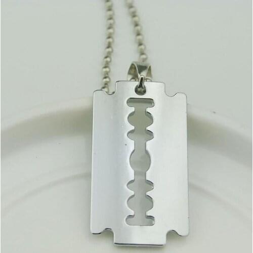 Hot sale personality punk style blade tag, trendy mens razor pendant wholesale army brand necklace