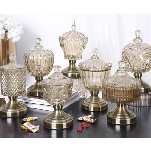 Europe style Multipurpose Storage Bottles Glass Jar Sealed Cans Cereals Glass Bottle Tea Box Candy box